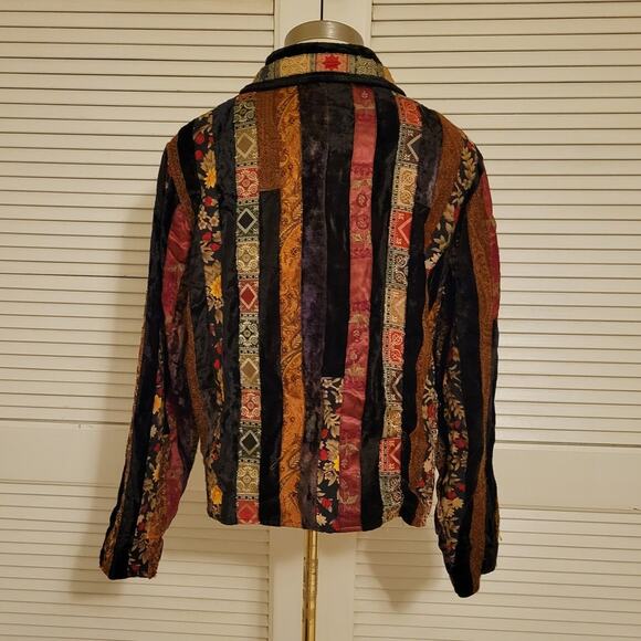 Coldwater Creek Art To Wear Patchwork Velvet Sequin Blazer Jacket Womens Large - Picture 2 of 8